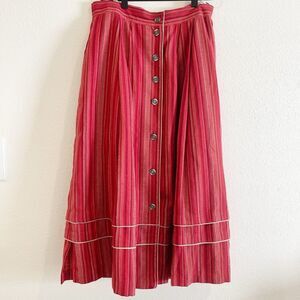 Landhaus‎ Skirt Womens 14 Red Cottagecore Linen Oktoberfest Holiday lagenlook